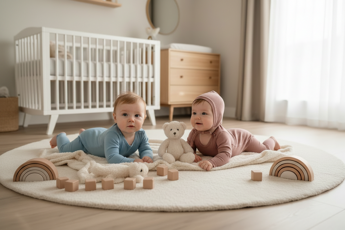 Baby on Blanket in Chic Nursery