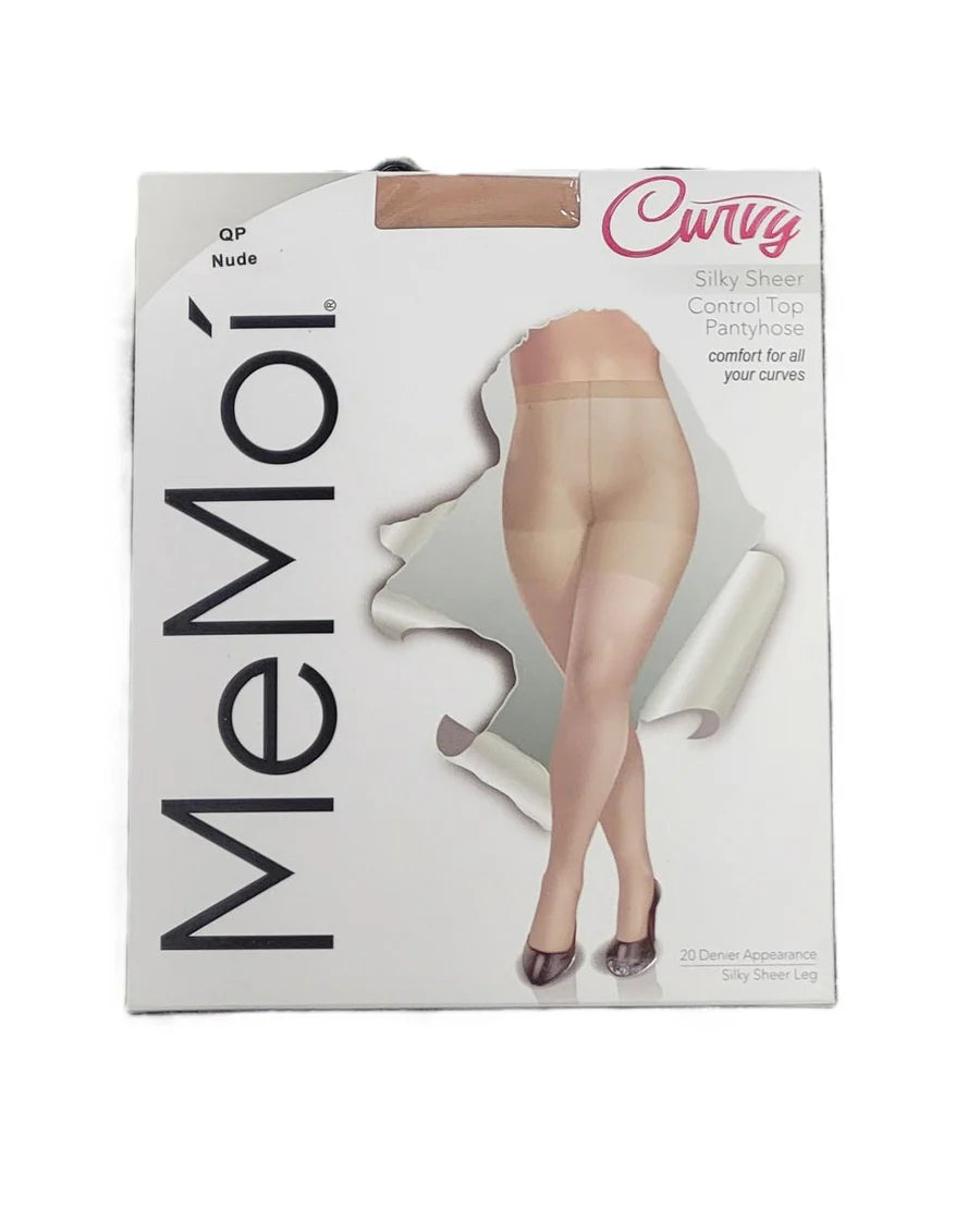 Memoi Plus Size Curvy Silky Sheer Control Top Pantyhose - MM-2210
