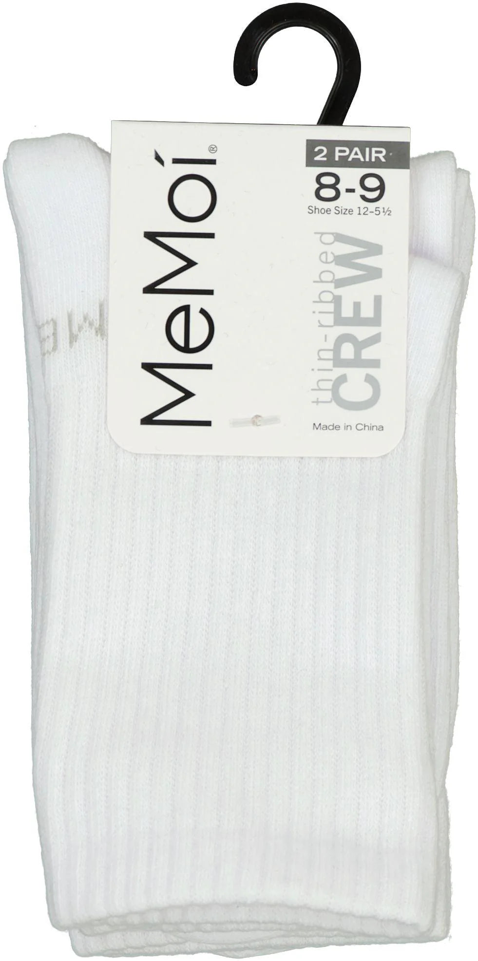 Memoi 2 Pair Pack Thin Ribbed Crew Socks MO - 612