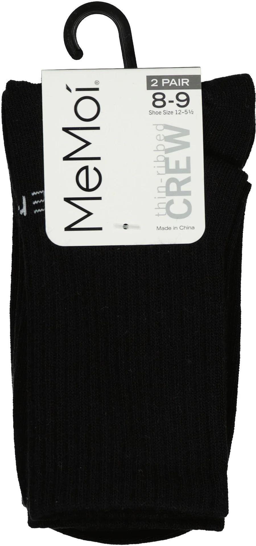 Memoi 2 Pair Pack Thin Ribbed Crew Socks MO - 612