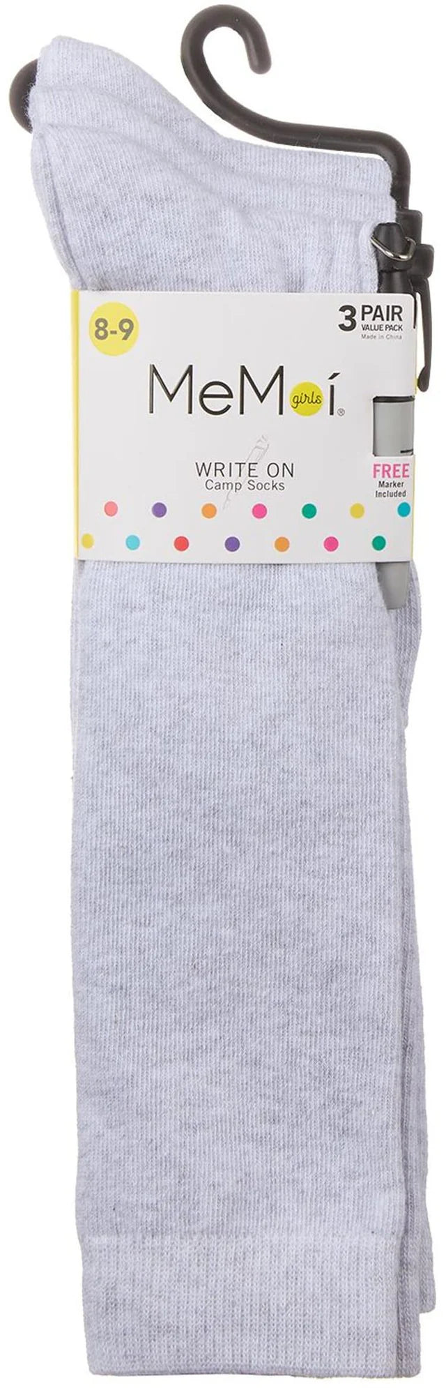 Memoi Girls Write-on Camp Socks with Marker 3 Pack - Promo 710
