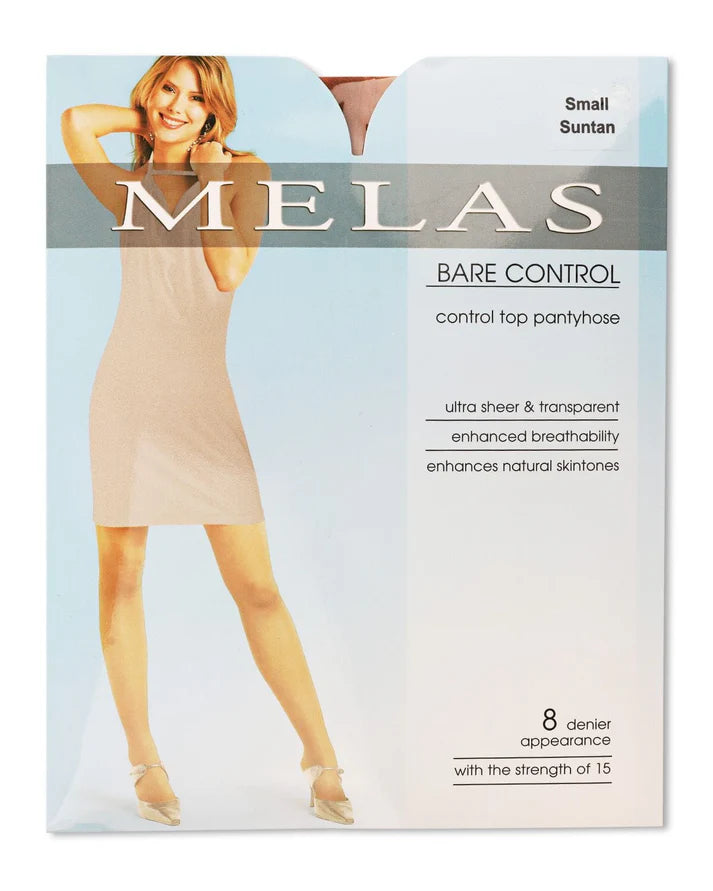 Melas Womens Ultra-Sheer 8 Denier Bare Control Top Pantyhose - As-614