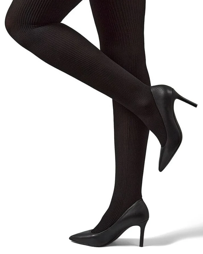 Memoi Womens Twin Rib Opaque Nylon Control Top Tights - Mo-124