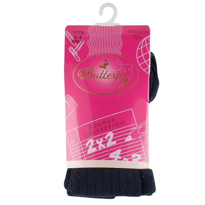 Butterfly Girls Cotton Ribbed Basic Tights - 1175