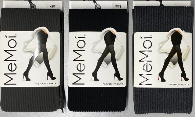 Memoi Womens Twin Rib Opaque Nylon Control Top Tights - Mo-124