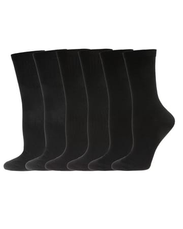 Memoi  Rib,Flatknit, 6 Pair Pack crew socks MCE 05824