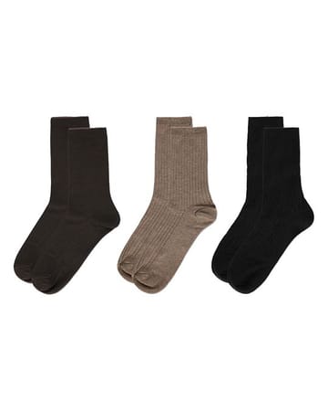 Memoi  Rib,Flatknit, 6 Pair Pack crew socks MCE 05824