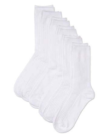 Memoi  Rib,Flatknit, 6 Pair Pack crew socks MCE 05824