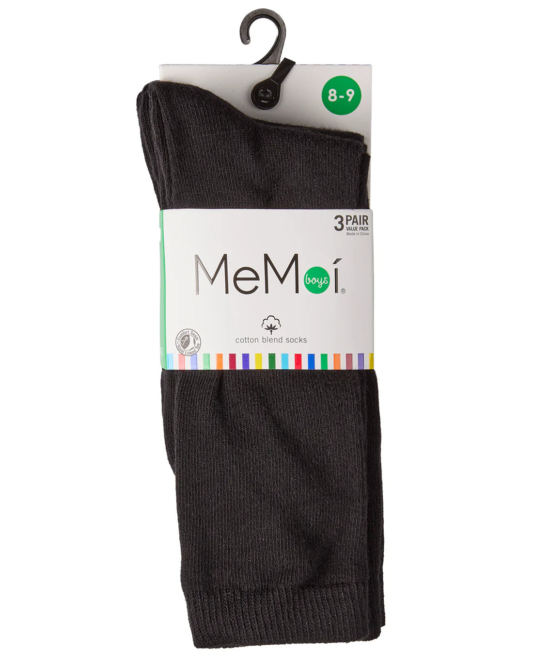 Memoi 3 Pair Pack Boys Flat Crew Socks MK - 10951