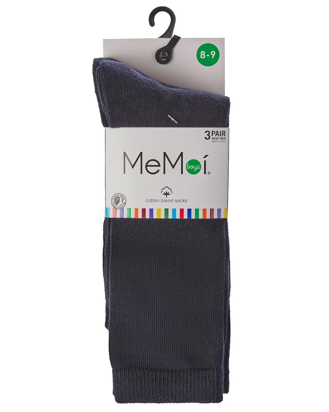 Memoi 3 Pair Pack Boys Flat Crew Socks MK - 10951