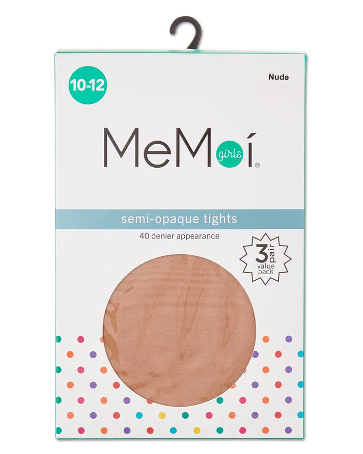 Memoi Girls 3 Pair Pack Semi-Opaque Tights - Mk-3053