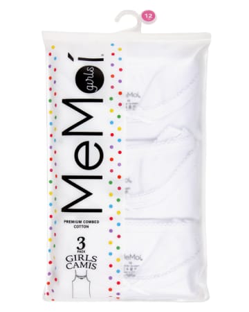 Memoi Girls Cami 3 Pair Pack Undershirts MKU - 1023