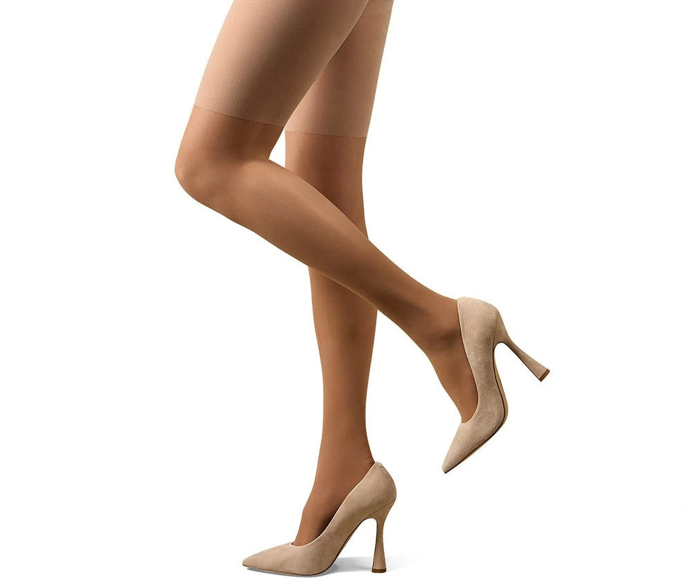 Memoi Womens Half & Half Light Support Leg Nylon Pantyhose - Mm-315