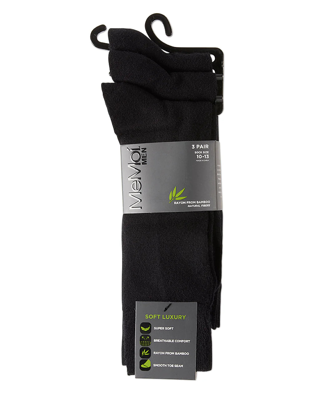Memoi Bamboo Men's Flat Knit 3 Pair Pack Socks MM 461