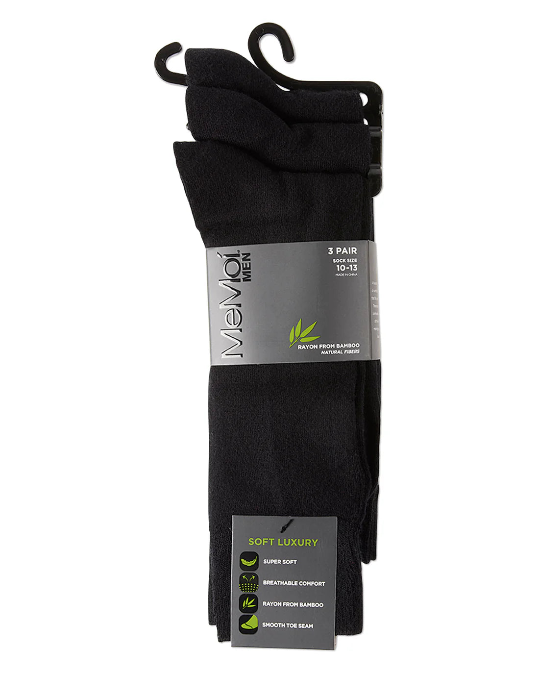 Memoi Bamboo Men's Flat Knit 3 Pair Pack Socks MM 461