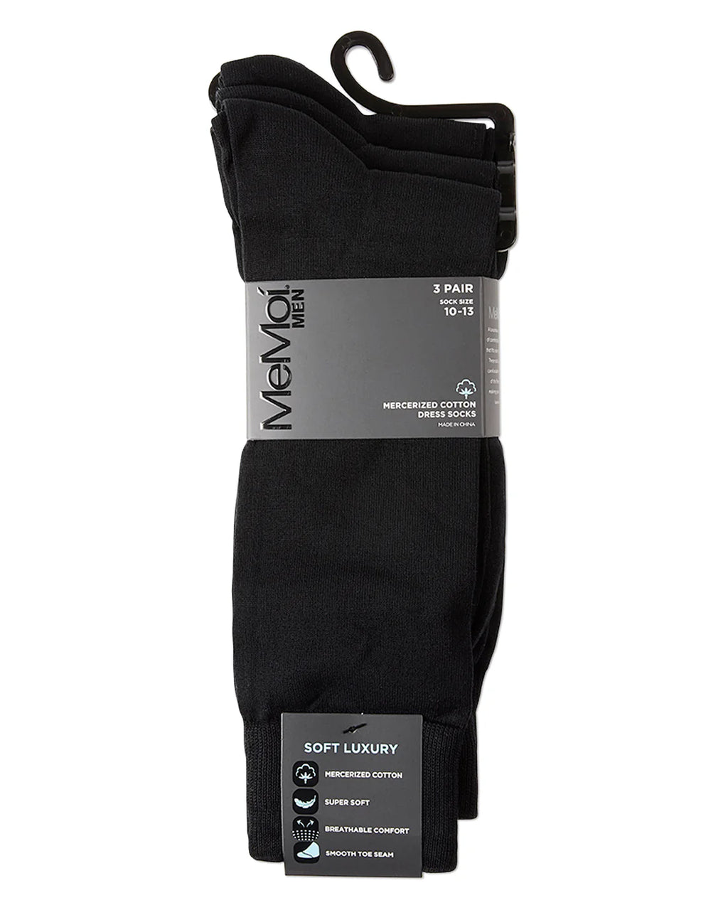 Memoi Flat Knit 3 Pair Pack Mens Mercerized Cotton Socks MM 470
