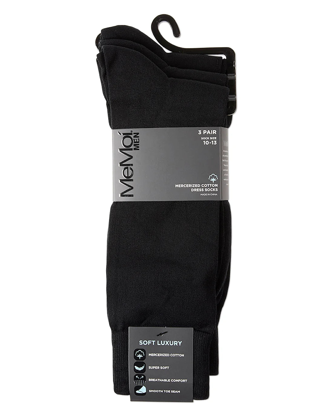 Memoi Flat Knit 3 Pair Pack Mens Mercerized Cotton Socks MM 470