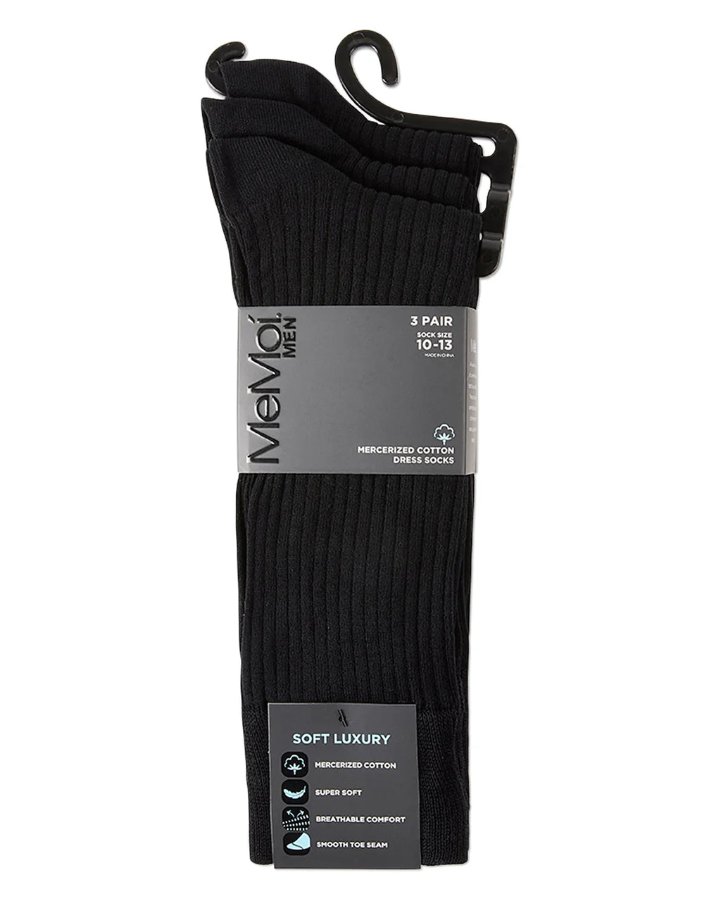 Memoi Thin Ribbed 3 Pair Pack Mens Mercerized Cotton Socks MM 471