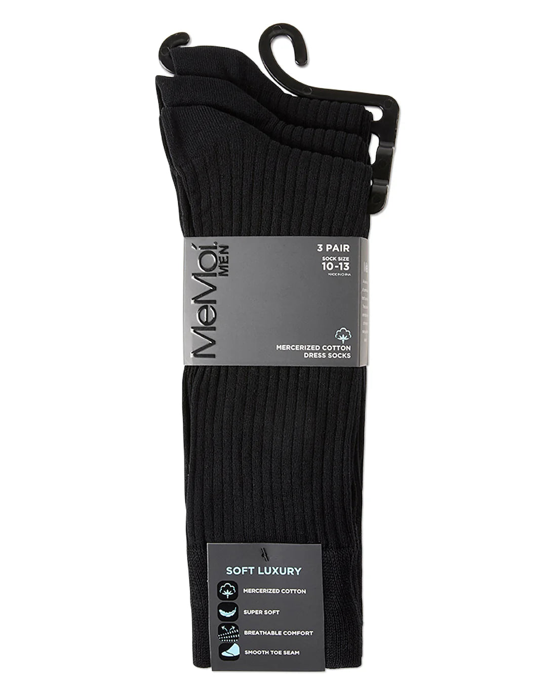 Memoi Thin Ribbed 3 Pair Pack Mens Mercerized Cotton Socks MM 471