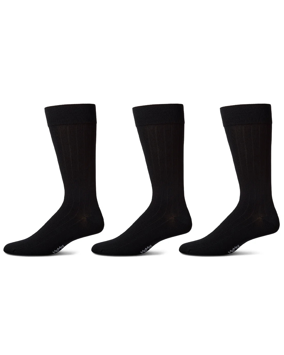 Memoi Wide Ribbed 3 Pair Pack Mens Mercerized Cotton Socks MM 472