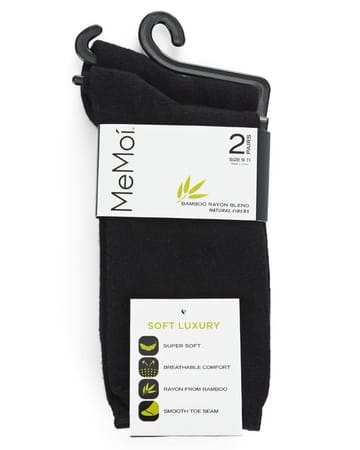 Memoi 2 Pair Pack Bamboo Flat Knit Crew Socks MO - 608