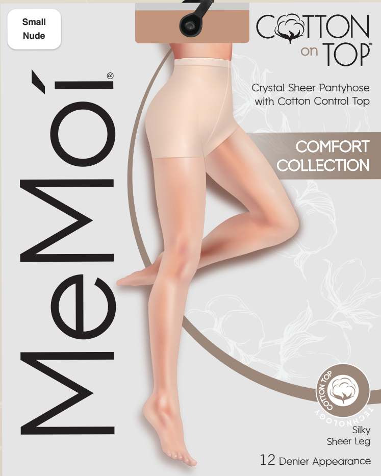 Memoi Crystal Sheer Cotton On Top Pantyhose 12 Denier - 360