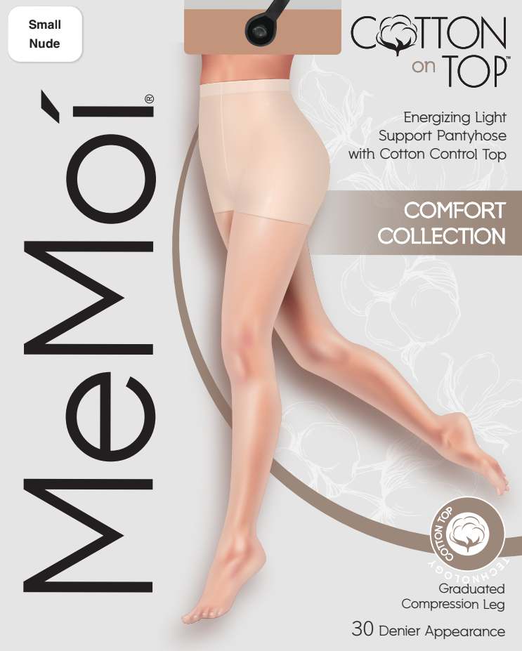 Memoi Light Support Cotton On Top  30 Denier Pantyhose  MCT-365