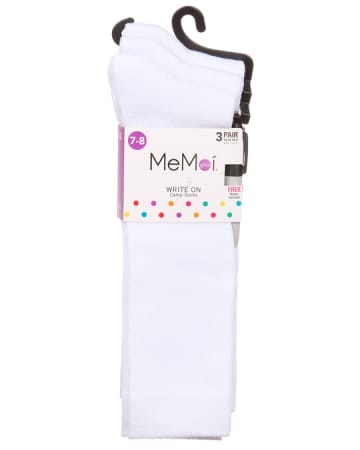 Memoi Girls Write-on Camp Socks with Marker 3 Pack - Promo 710