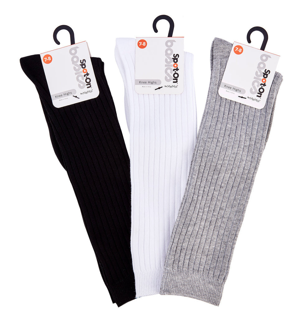 Spot-On Ribbed Cotton Blend Knee High Sock - Sp-1039