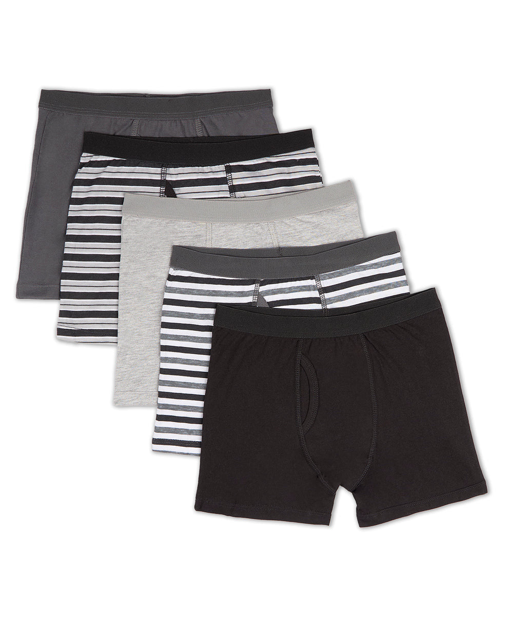 Spot On Solids & Stripes 5 Pair Pack Boxer Briefs - SP - 6200