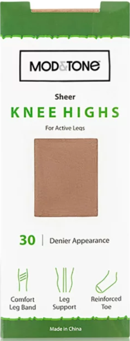 Mod & Tone sheer support Knee Highs 2 PR Pack 30 Denier - 1620