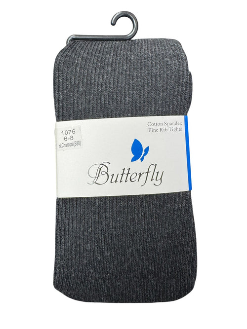 Butterfly Fine Ribbed Cotton Tights - 1076