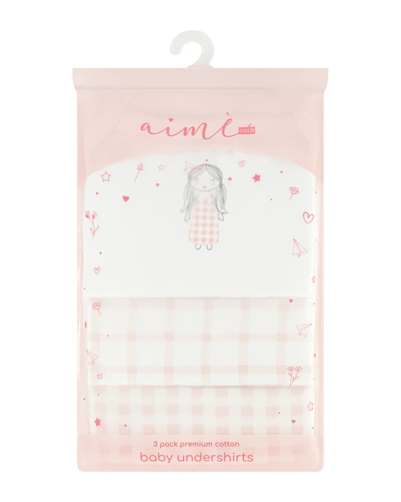 Aime Girls Gingham Sleeveless Undershirts