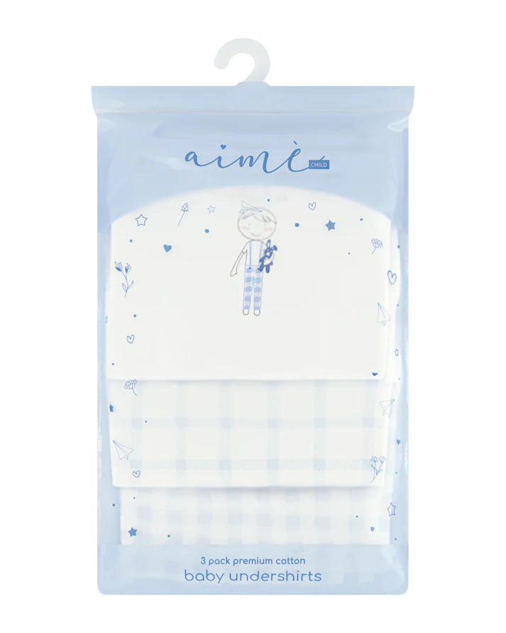 Aime Boys Gingham Sleeveless Undershirts