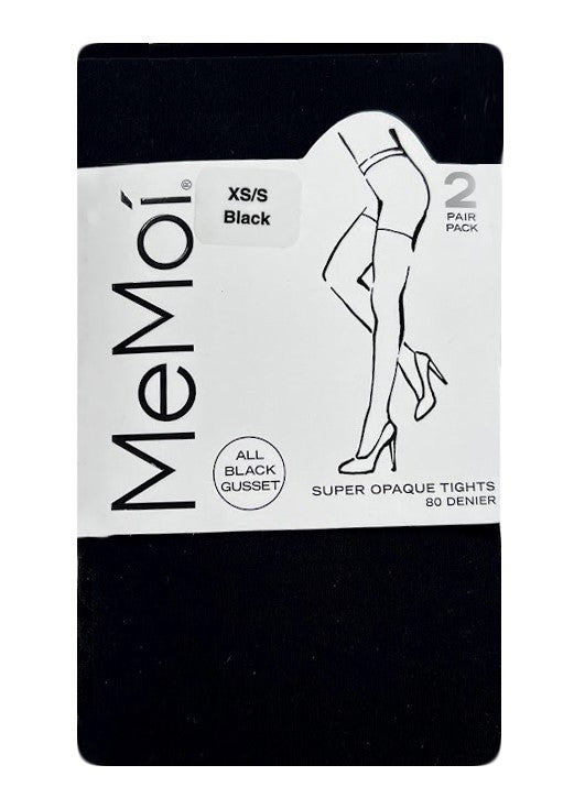 Memoi Super Opaque 80 2 Pair Pack  Control Tops Tights MO - 648